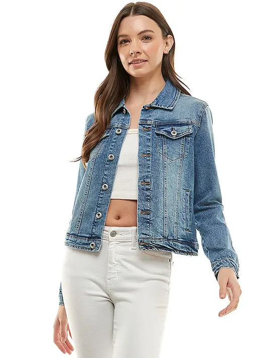 Plus Casual Denim Jacket