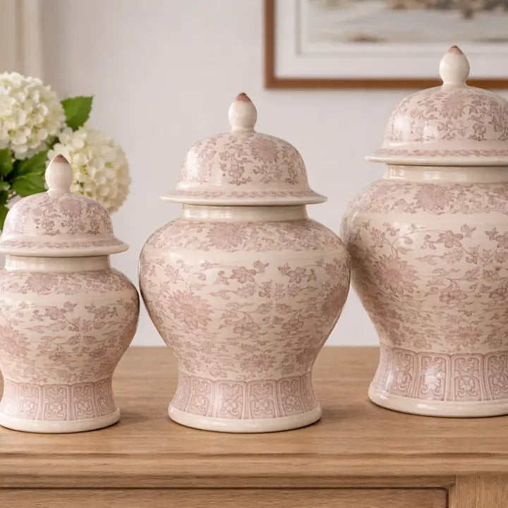Dusty Rose Floral Jar