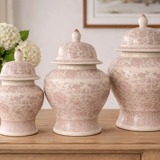 Dusty Rose Floral Jar