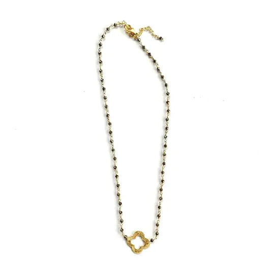 Pyrite + Clover Short Necklace
