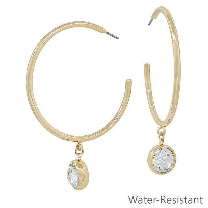 Water Resistant 2" Gold Hoop Earrings