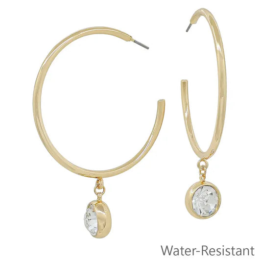Water Resistant 2" Gold Hoop Earrings