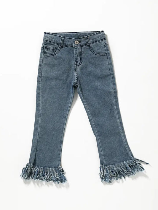 Light Blue Fringe Girls Jeans