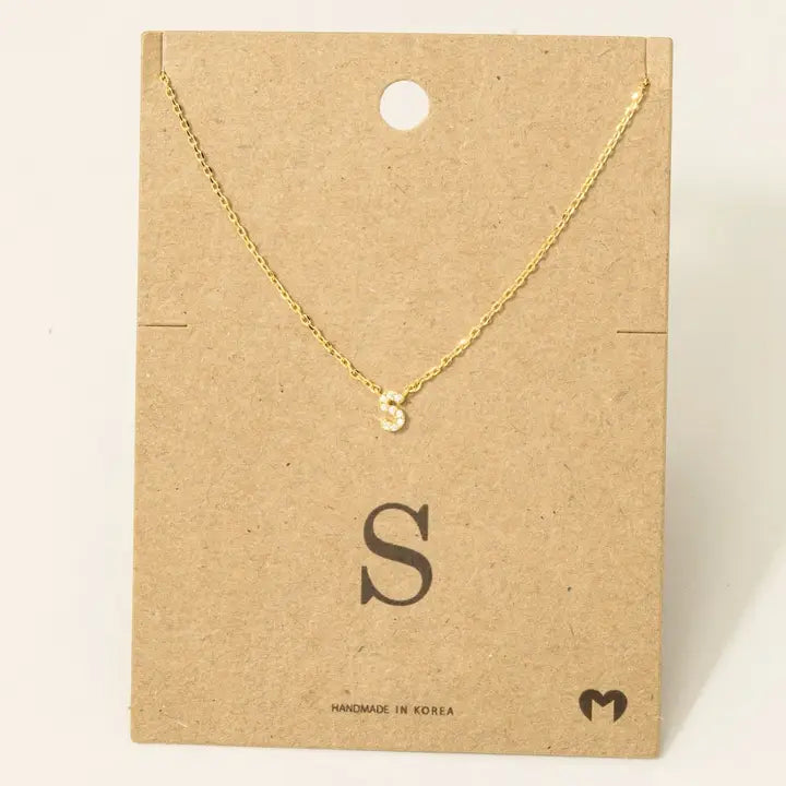 Mini Rhinestone Initial Necklace