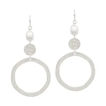 Silver Open Circle with Pearl Drop Earring