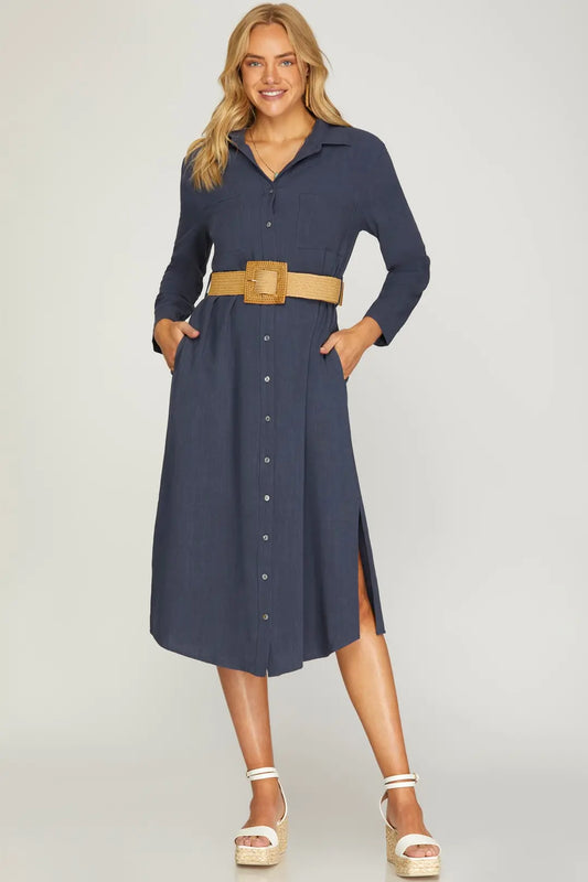 Navy Belt Dress