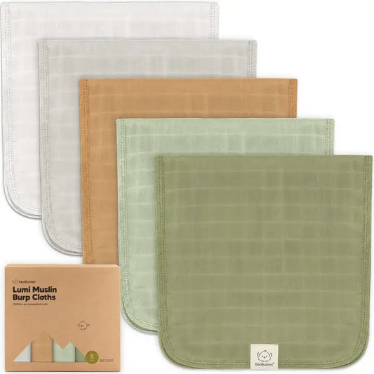 5-Pack Lumi Muslin Burp Cloths - Pine