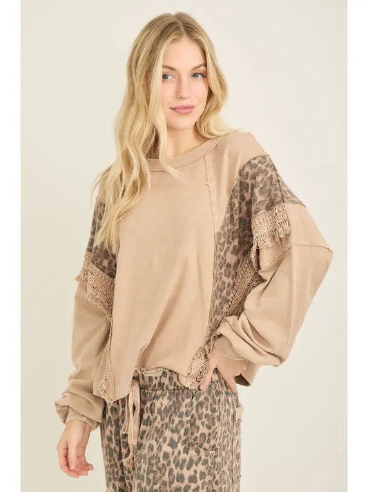 Mineral Washed Cheetah Leopard Top