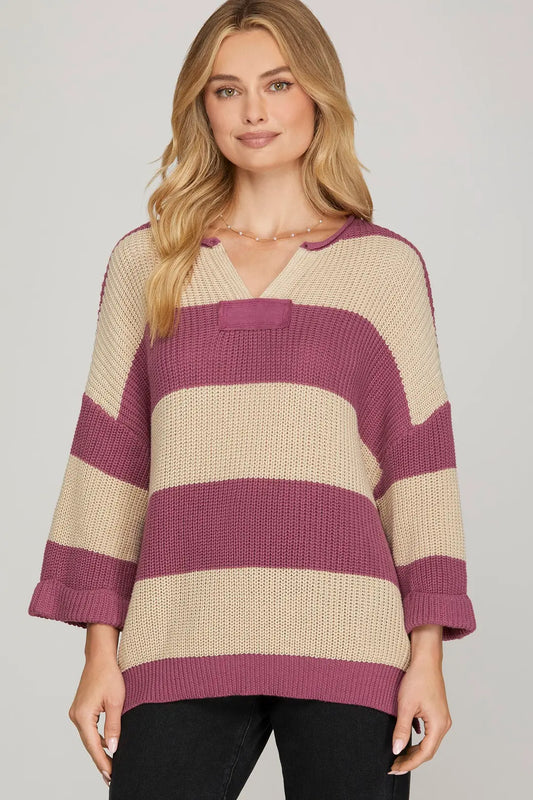 Mauve Colorblock Sweater
