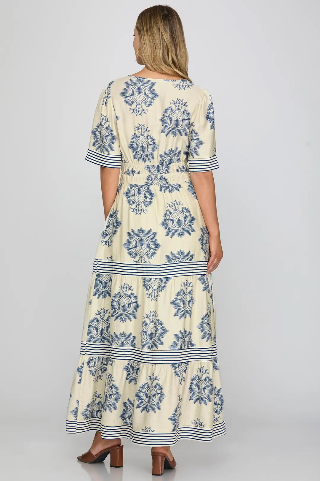 Blue and White Maxi Dress