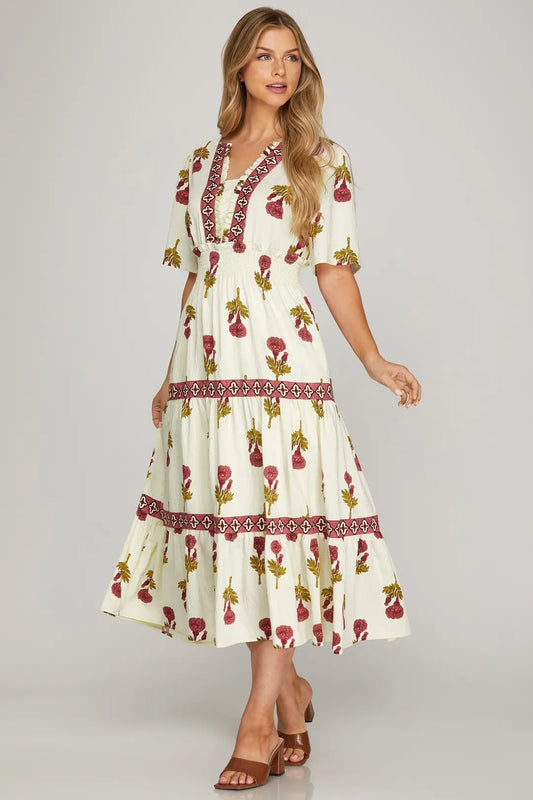 Plus Plum Floral Midi Dress