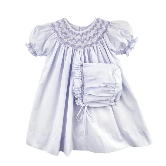 Lavender Daygown with Wave Smocking