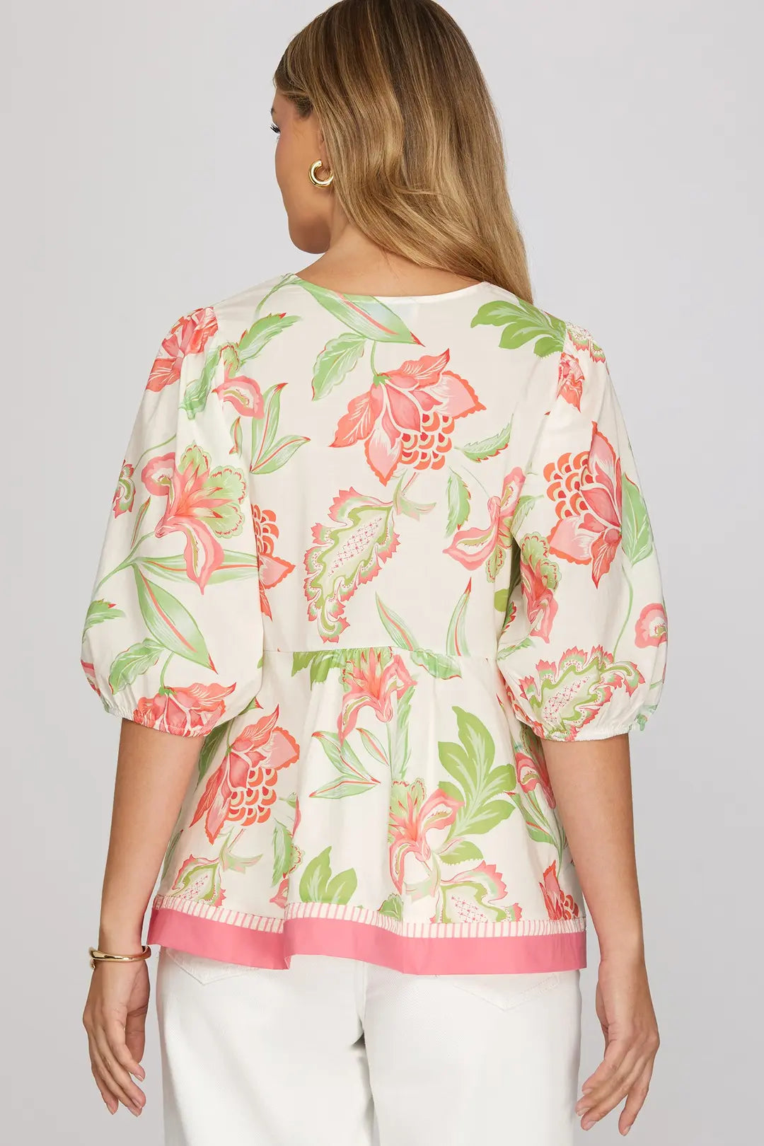 Peach Half Sleeve Woven Blouse