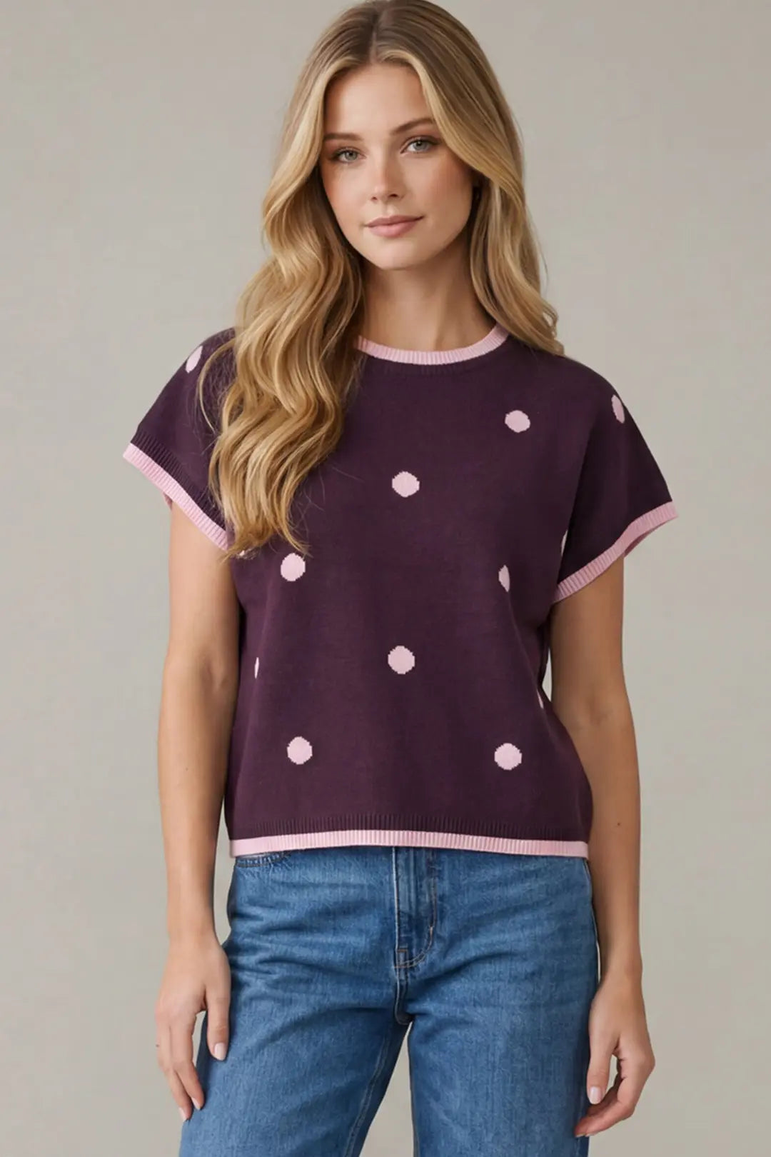 Plum Polka Dot Sweater