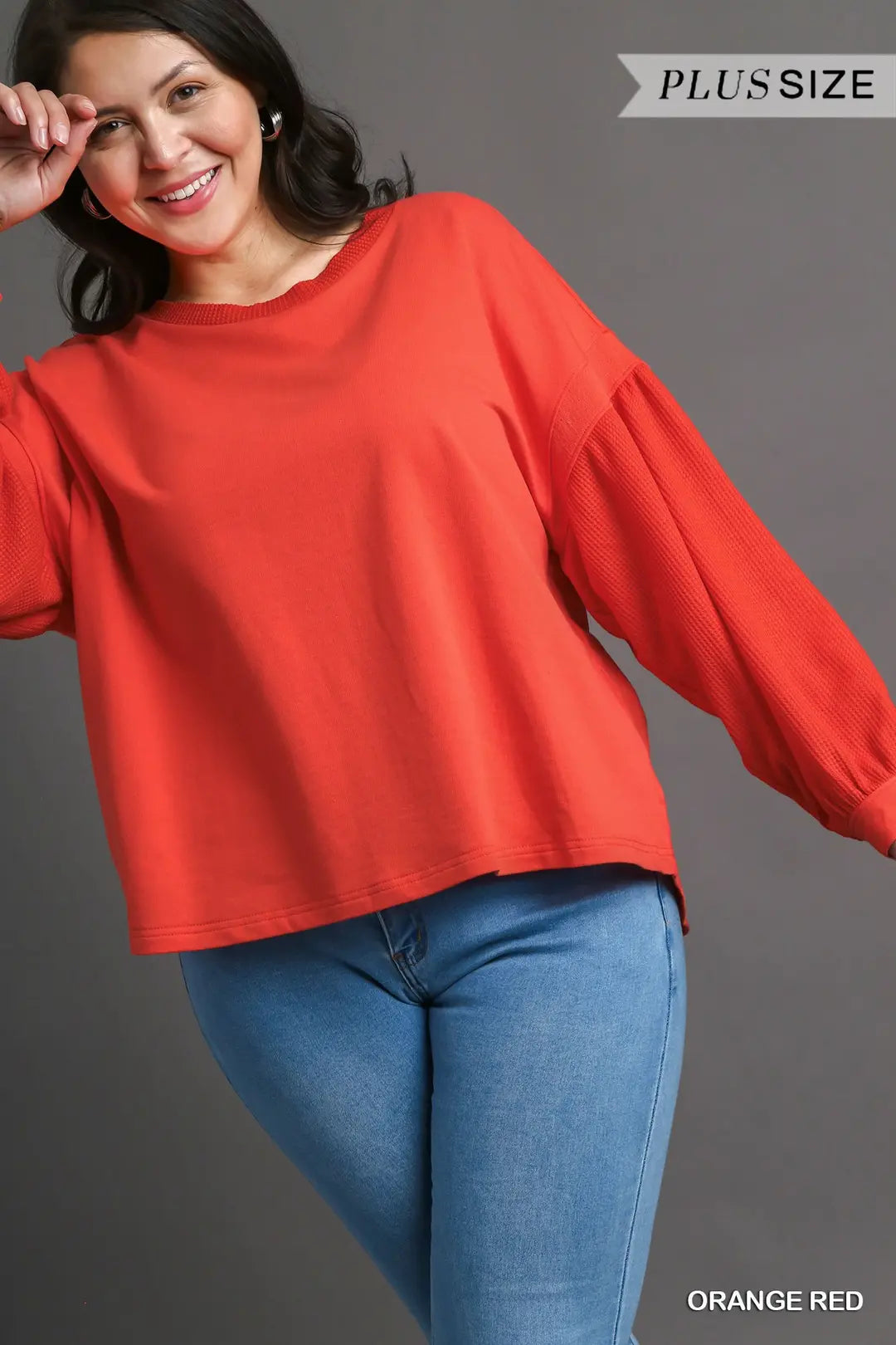 Orange Red French Terry Top