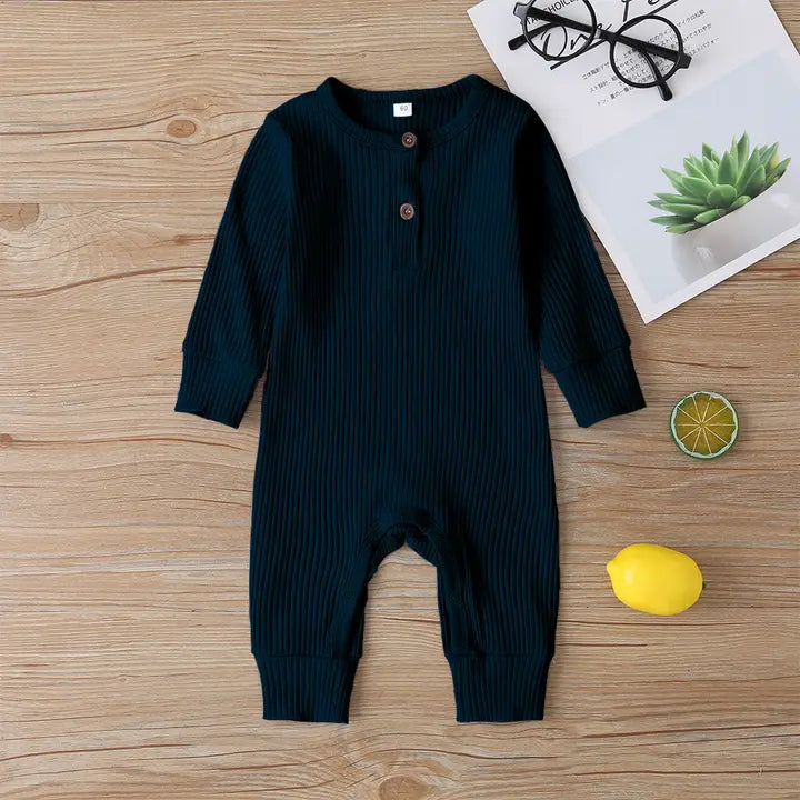 Baby Black Cotton Jumpsuit