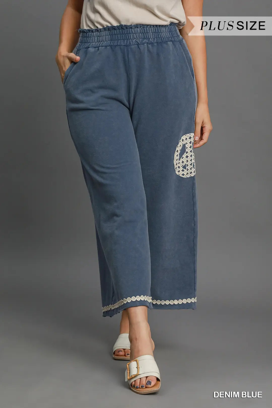 Plus Denim Blue Peace Pants