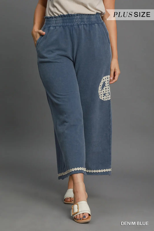 Plus Denim Blue Peace Pants