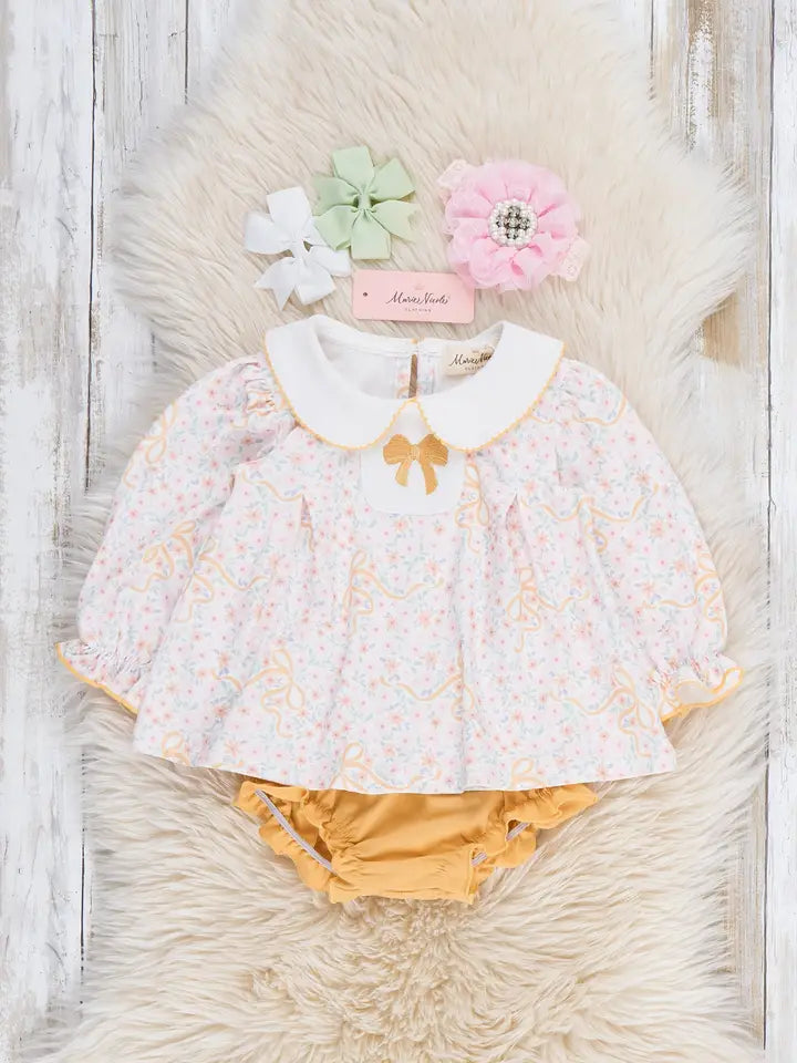 Meadow Bow Florals Collar Bloomer Outfit