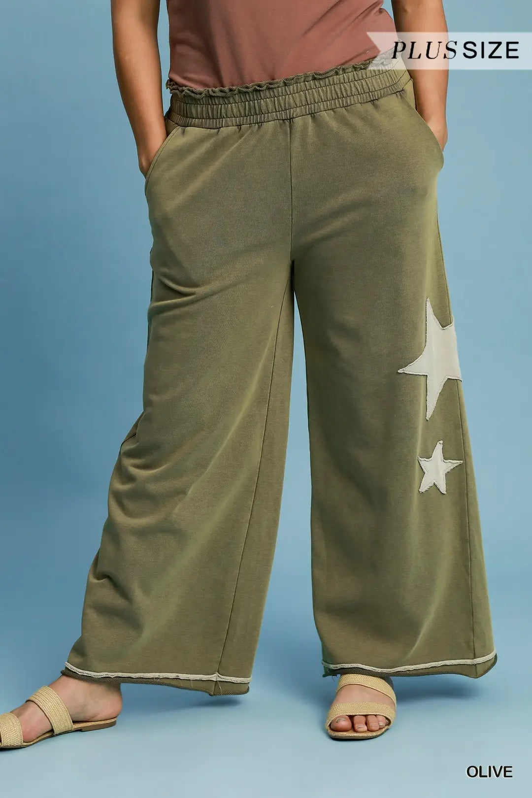 Olive French Terry Star Pants