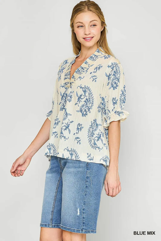 Blue Mix Willow Vine Blouse