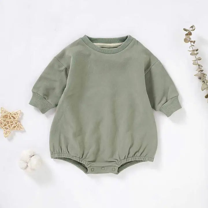 Sage Bubble Sweater Romper