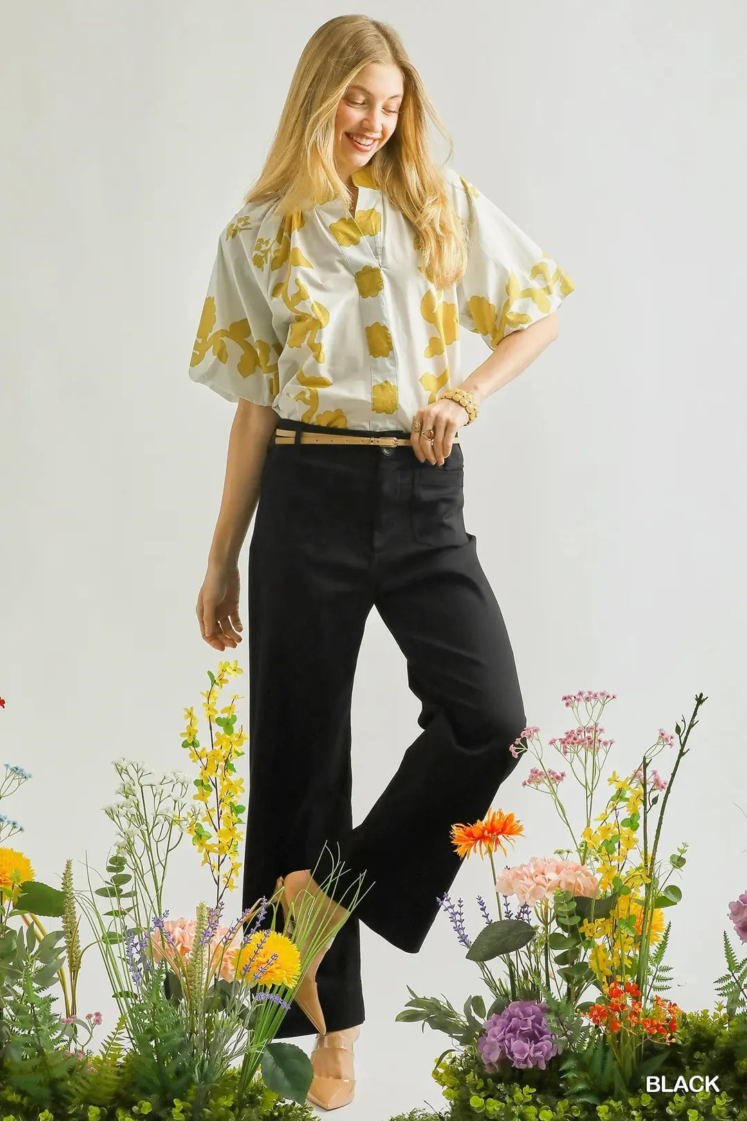 Black Button Stretch Pants