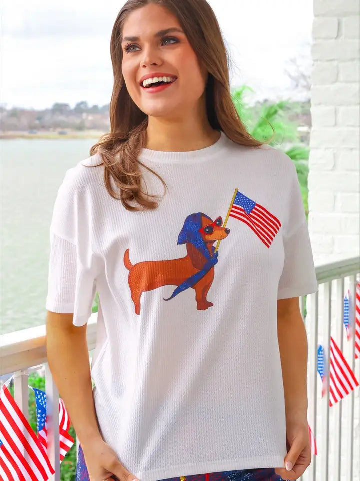 Patriotic Pup Waffle Tee