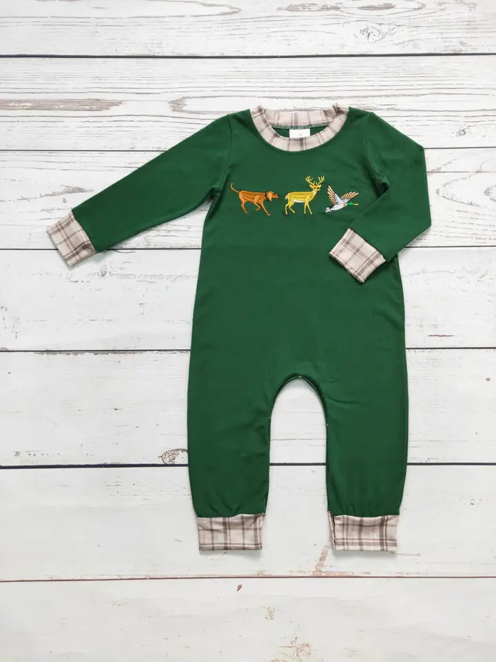 Boy Applique Hunter Romper