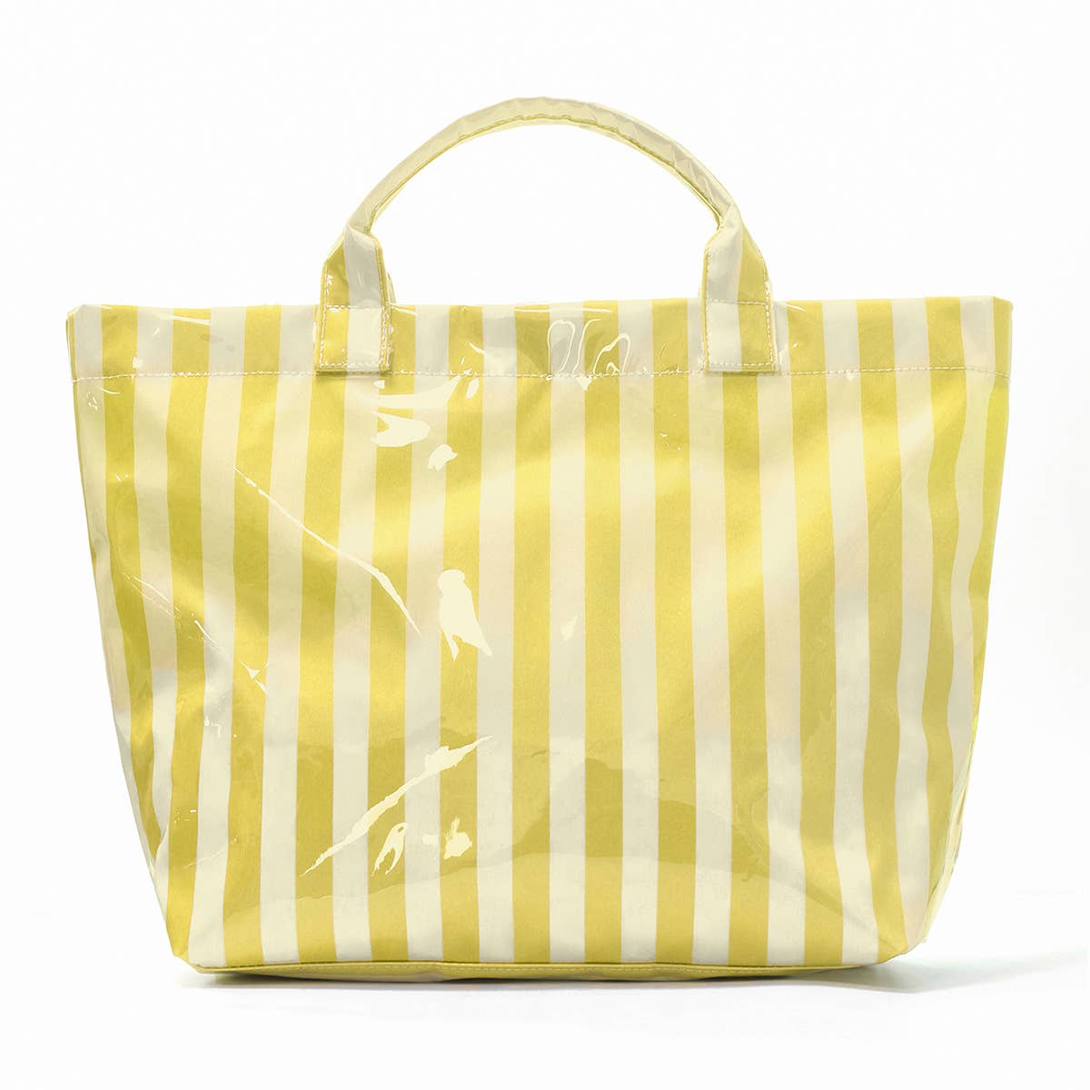 Colorblock Striped Tote Bag Snap Waterproof Beach Bag: BYellow / M