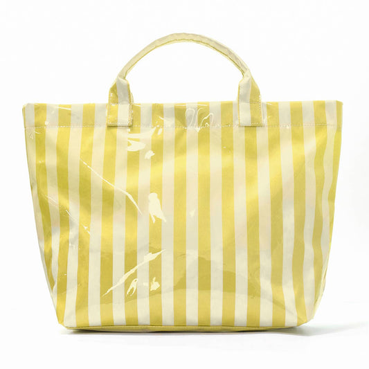 Colorblock Striped Tote Bag Snap Waterproof Beach Bag: BYellow / M