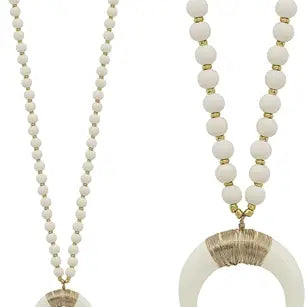 Natural White Wood with Horn Accent