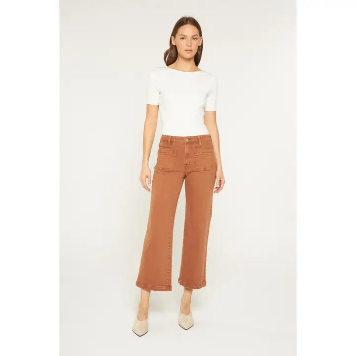 Bakers Brown High Rise Cropped Wide Leg Jeans