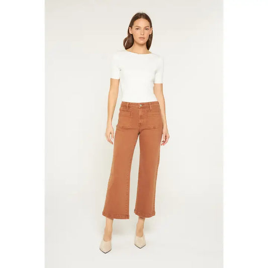 Bakers Brown High Rise Cropped Wide Leg Jeans