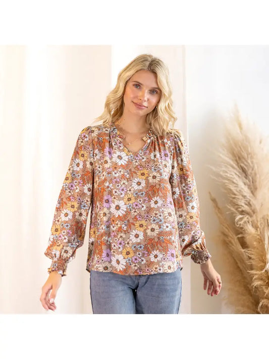 Floral Print Long Sleeve Blouse