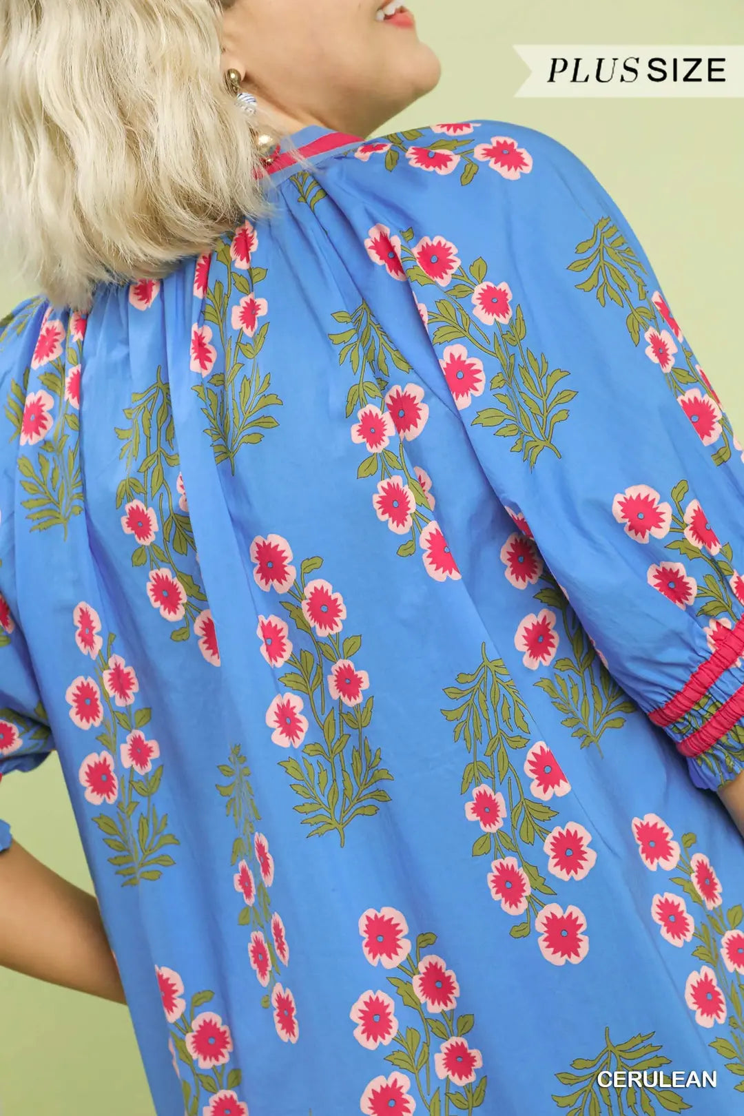 Plus Cerulean Floral Blouse