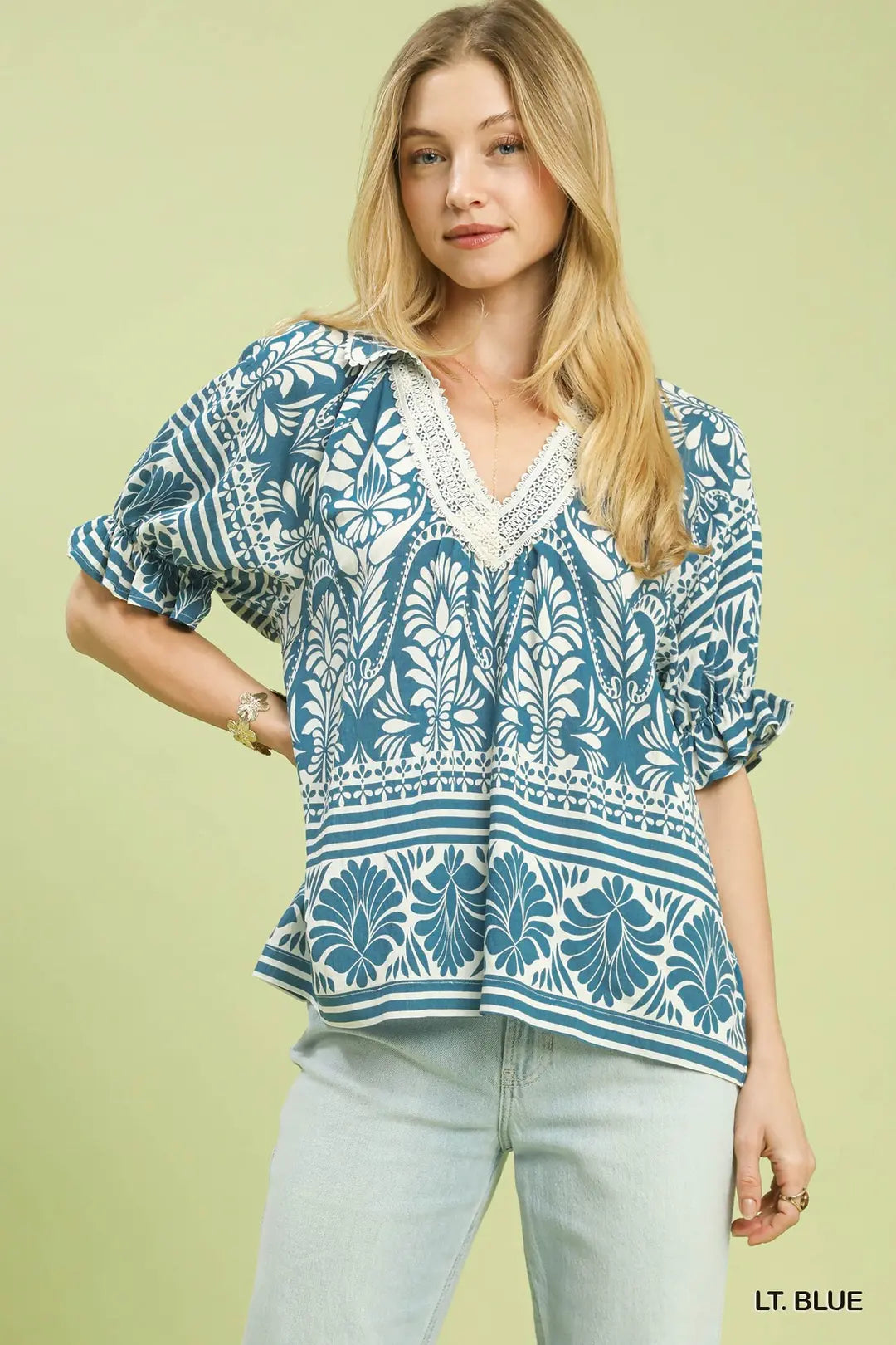 Plus Two Tone Border Print Top