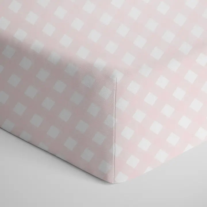 Cotton Jersey Fitted Sheer - Pink Gingham