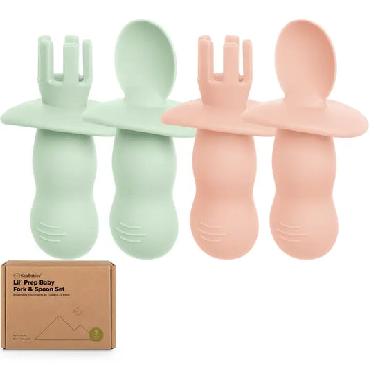 4 Pack Mellow Silicone Baby Spoons & Fork Set