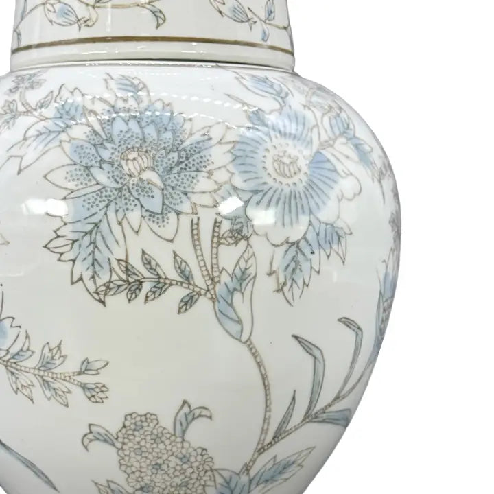 White & Blue Chinoiserie Ceramic Urn Style