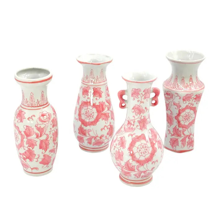 8" Pink & White Ceramic Chinoiserie