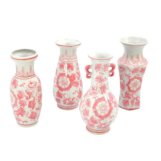 8" Pink & White Ceramic Chinoiserie
