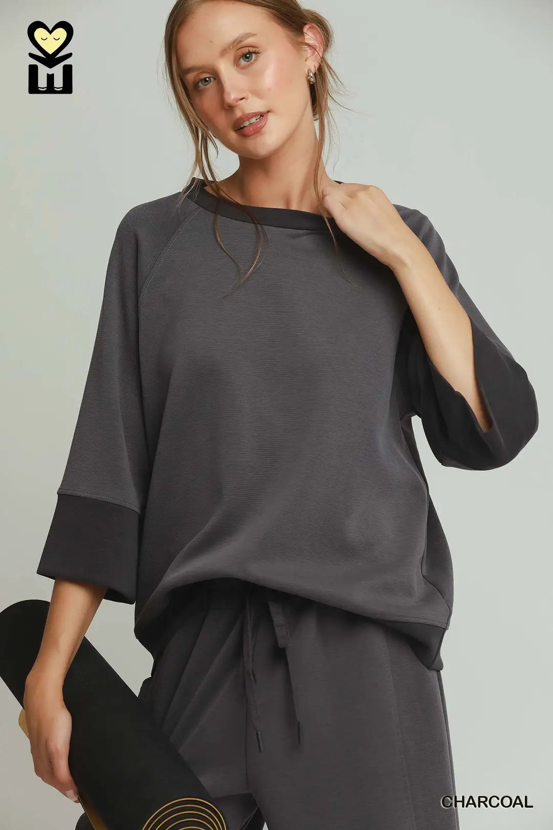 Charcoal Colorblock Crewneck Top