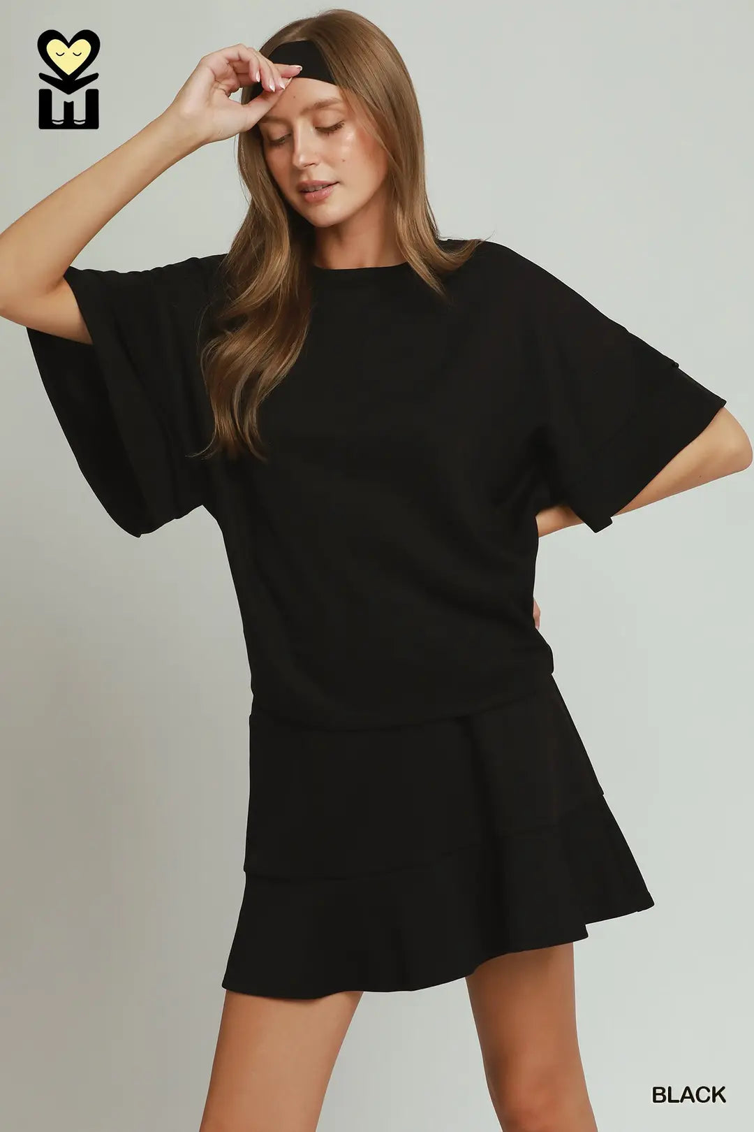 Black Ruffle Sleeve Top
