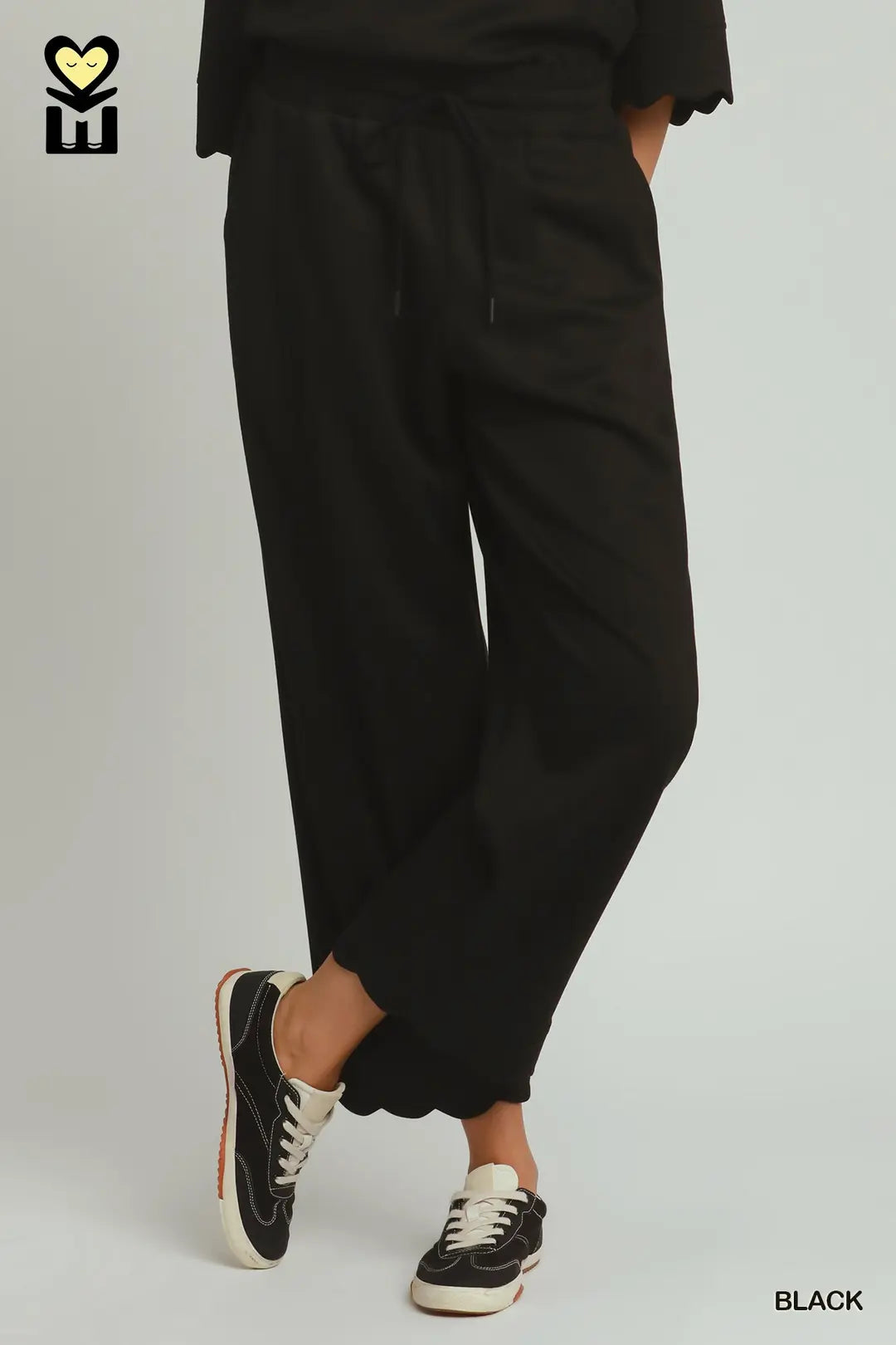 Black Scallop Hem Pants