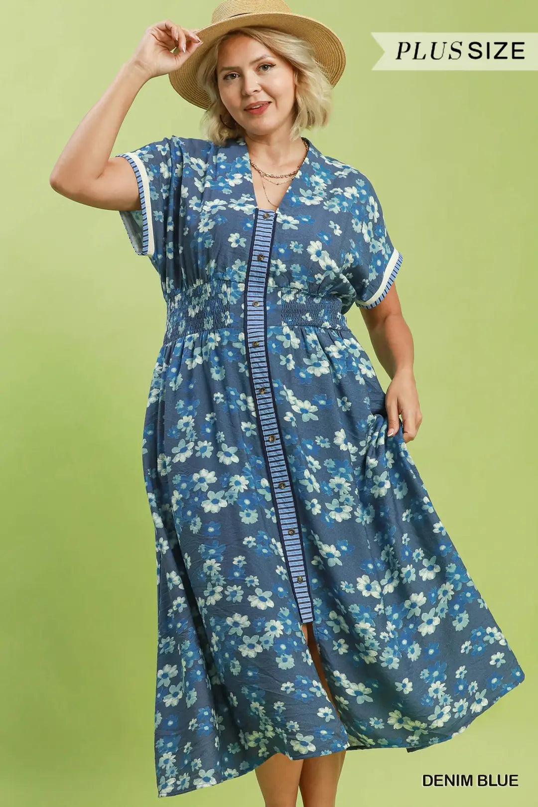 Plus Denim Blue Henley Shift Dress