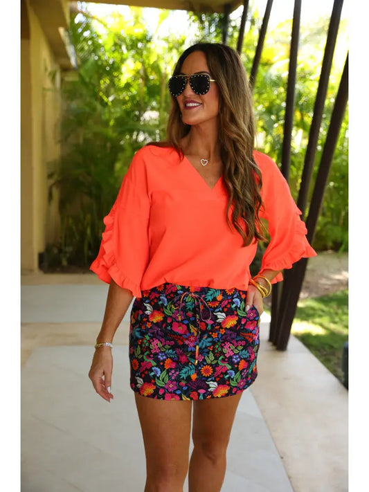 Amy Ruffle Sleeve Top