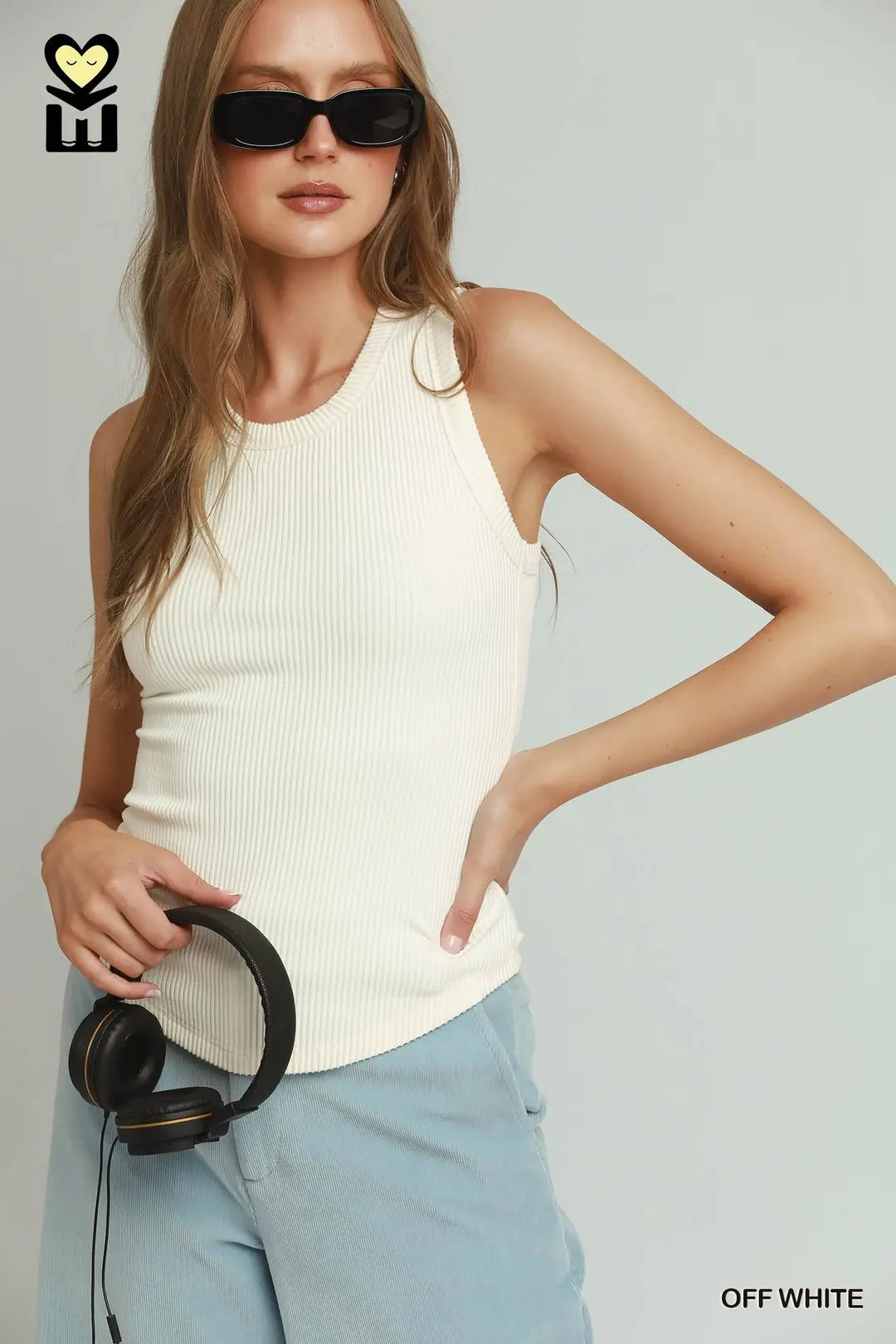 Off White Ribbed Tank