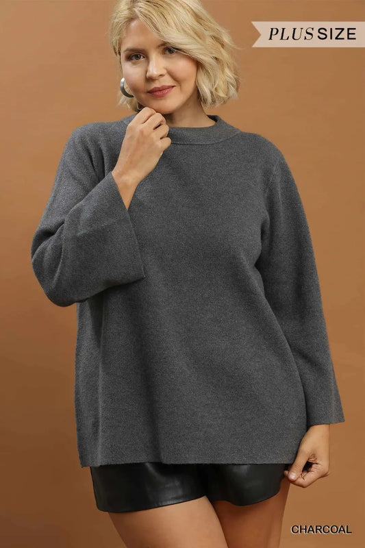 Plus Charcoal Mock Neck Sweater