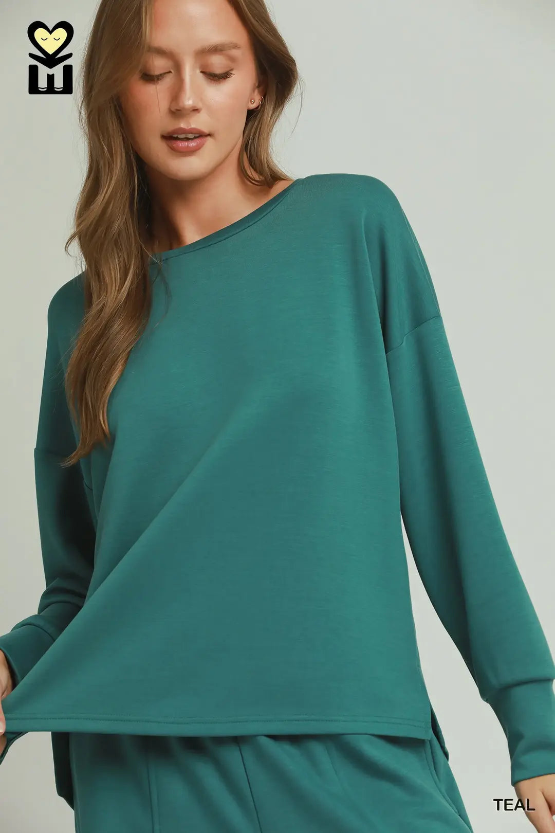 Teal Drop Shoulder Top